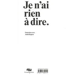 Catalogues D'Exposition<Boutiques de musées Je n'ai rien à dire. Entretiens avec Anish Kapoor