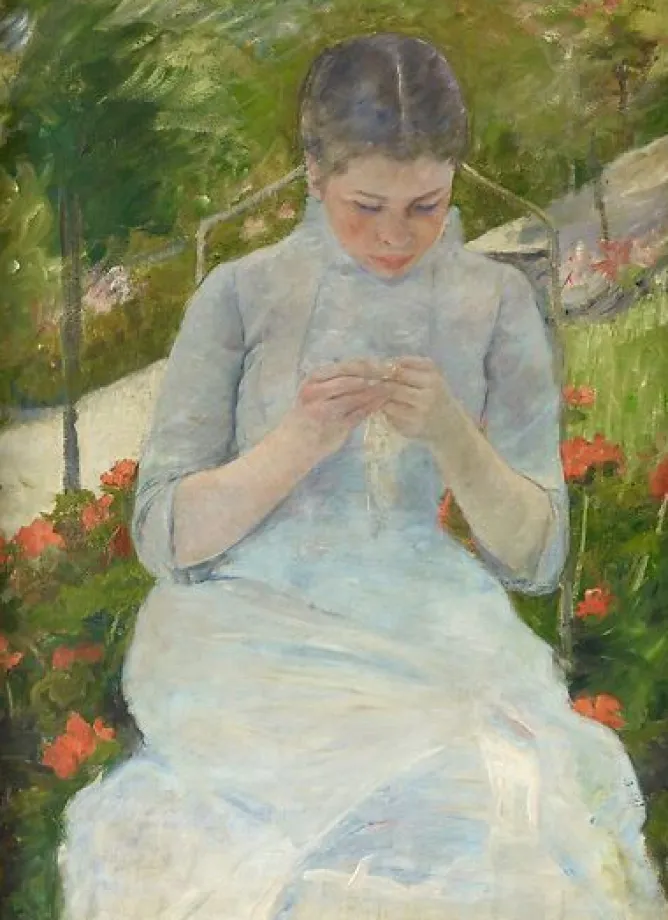 Boutiques de musées Jeune fille au jardin, dit aussi Femme cousant dans un jardin (panneaux aluminium) Outlet