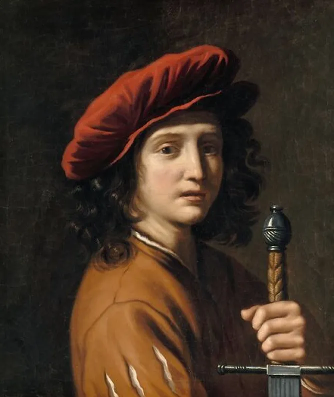 Boutiques de musées Jeune homme tenant une épée (panneaux aluminium) Online