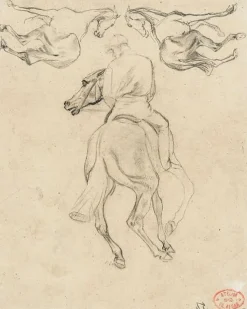 Panneaux Aluminium|Panneaux Acryliques<Boutiques de musées Jockey à cheval, vu de dos, et deux chevaux (panneaux aluminium)