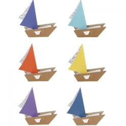 Boutiques de musées Kit de 6 voiliers en carton à colorier et à construire Discount
