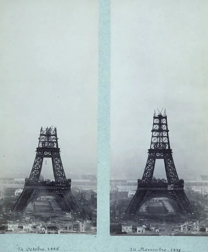 Panneaux Aluminium|Panneaux Acryliques<Boutiques de musées La construction de la Tour Eiffel vue de l'une des tours du palais du Trocadéro (panneaux aluminium)