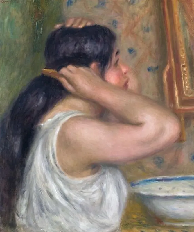 Boutiques de musées La Toilette: femme se peignant (toiles encadrées) Clearance