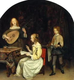 Boutiques de musées Le Concert : chanteuse et joueuse de Luth Theorbé (toiles encadrées) Best