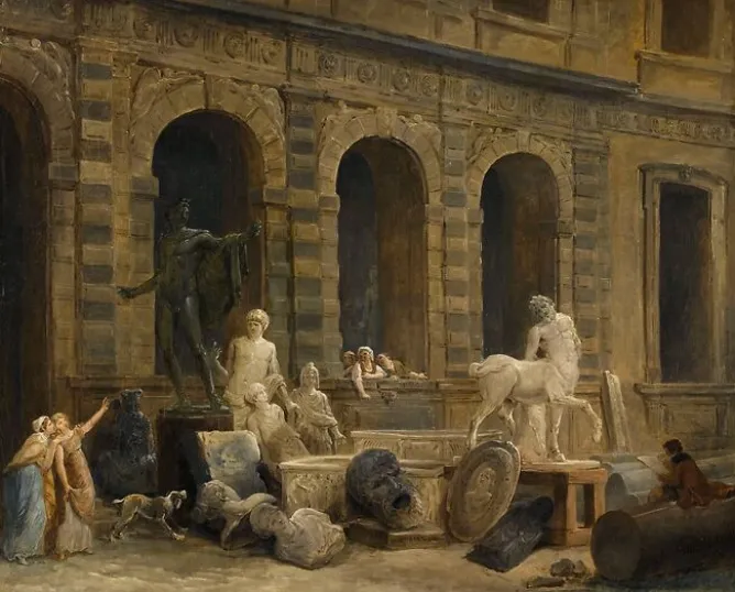 Toiles Sans Cadre|Affiches D'Art Encadrées<Boutiques de musées Le Dessinateur d'antiques devant la Petite galerie du Louvre (toiles sans cadre)
