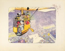 Boutiques de musées Le Dirigeablobus au-dessus de la place de l’Opéra (affiches d'art encadrées) Discount