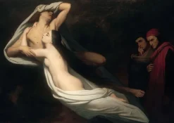 Boutiques de musées Les Ombres de Francesca da Rimini et de Paolo Malatesta apparaissent à Dante et à Virgile (affiches d'art encadrées) Hot