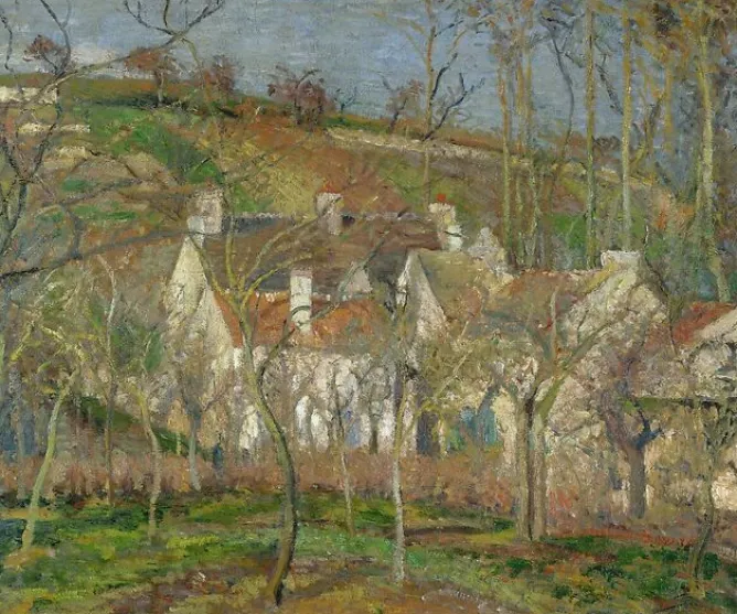 Panneaux Aluminium|Toiles Sans Cadre<Boutiques de musées Les toits rouges, coin de village, effet d'hiver (panneaux aluminium)