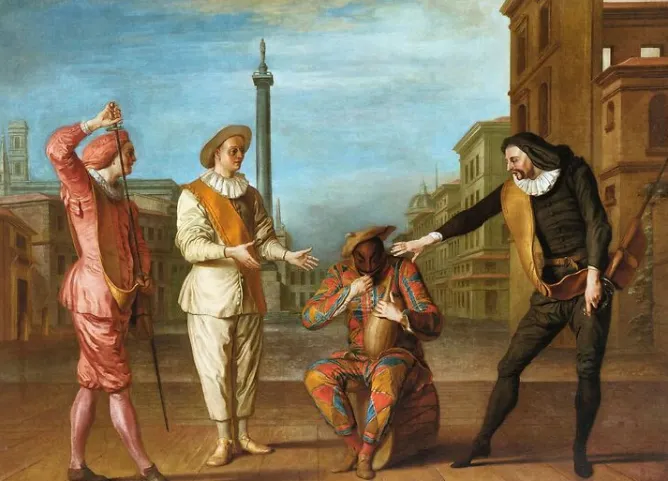 Boutiques de musées Le Tombeau de maître André : Arlequin soldat gourmand (affiches d'art encadrées) Outlet