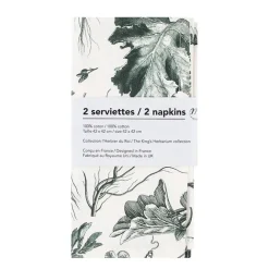 Art De La Table<Boutiques de musées Lot de 2 serviettes de table L'Herbier du Roi Vert - 42x42 cm