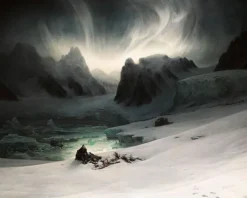 Boutiques de musées Magdalena-Bay, vue prise de la presqu'île des tombeaux, au nord du Spitzberg. Effet d'aurore boréale (toiles sans cadre) New