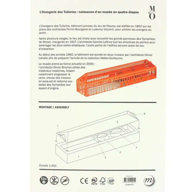 Loisirs Créatifs<Boutiques de musées Maquette laser Musée de l'Orangerie - Orange