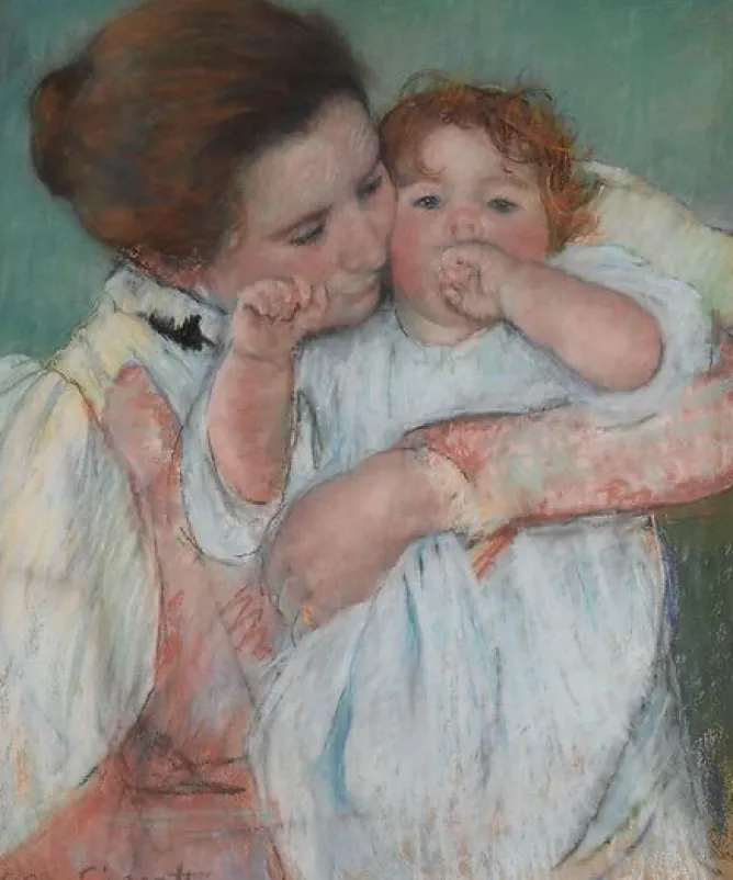 Toiles Encadrées|Toiles Sans Cadre<Boutiques de musées Mère et enfant sur fond vert ou Maternité (toiles encadrées)
