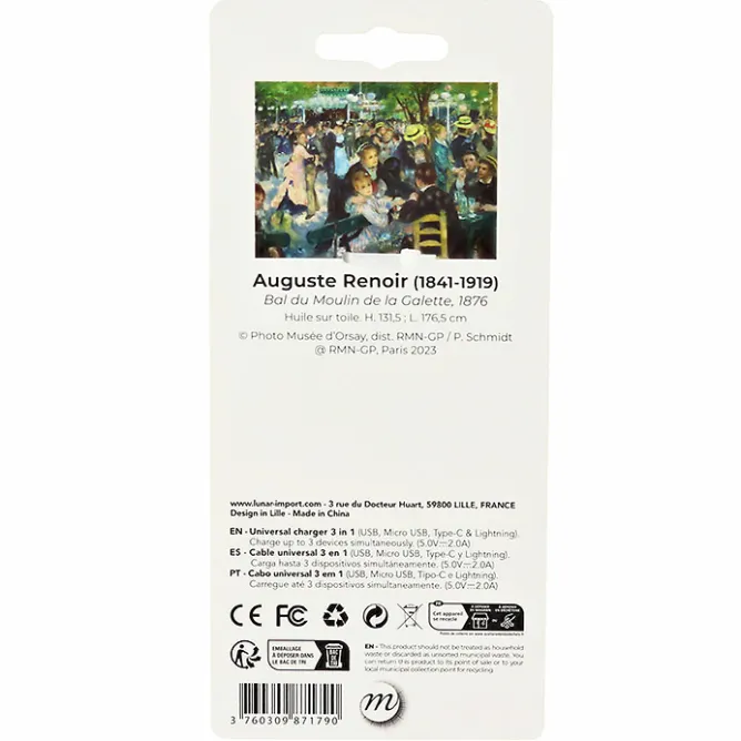 Boutiques de musées Multicâbles 3 en 1 Auguste Renoir - Chapeau / Bal du moulin de la Galette Hot