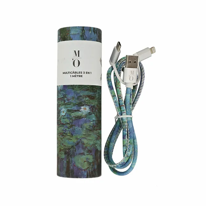 Boutiques de musées Multicâbles 3 en 1 - 1 mètre Claude Monet - Nymphéas bleus Online