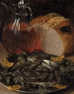 Boutiques de musées Nature morte au flacon de vin et aux poissons (affiches d'art encadrées) Discount