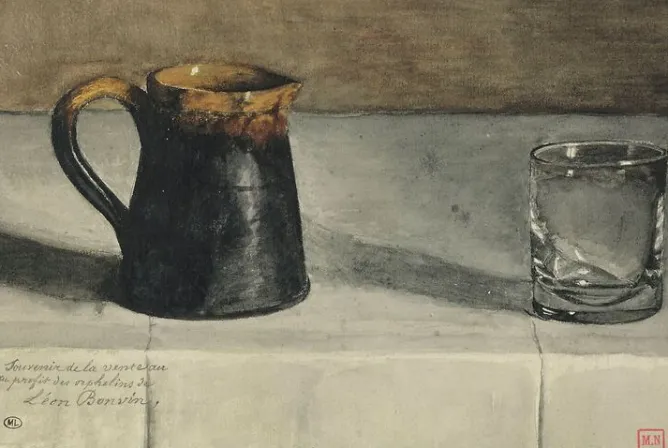 Panneaux Aluminium|Toiles Encadrées<Boutiques de musées Nature morte : pichet et verre sur une table (panneaux aluminium)