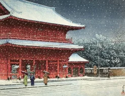 Panneaux Aluminium|Affiches D'Art Encadrées<Boutiques de musées Neige sur le temple Zojoji, 1883-1957 (panneaux aluminium)