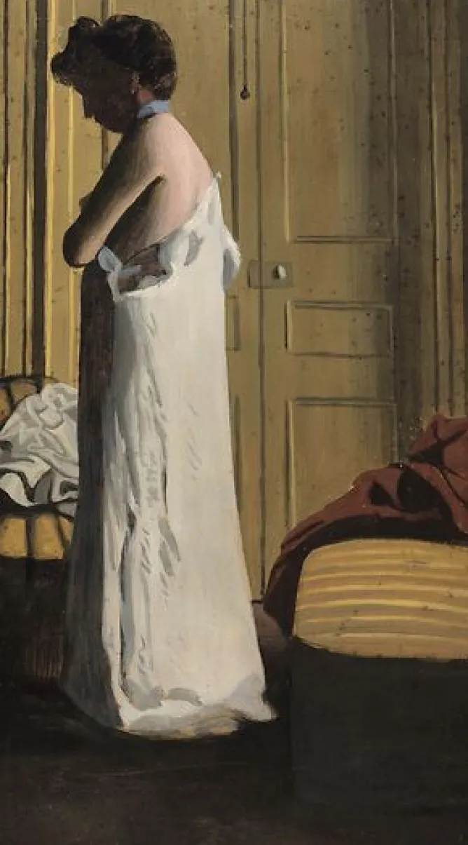 Boutiques de musées Nu dans un intérieur, femme retirant sa chemise (panneaux aluminium) Online
