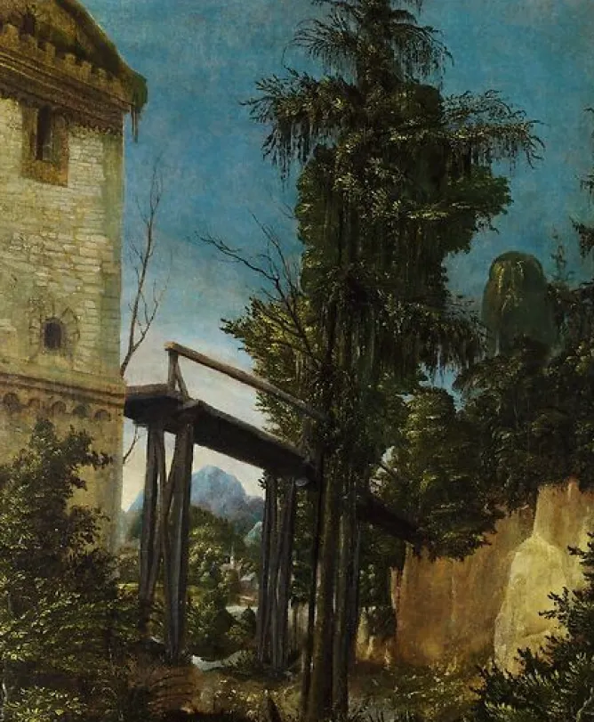 Boutiques de musées Paysage au pont (détail) (panneaux aluminium)