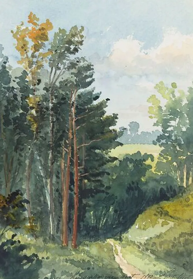 Boutiques de musées Paysage avec chemin descendant, Bois Guillaume (près de Rouen) (panneaux aluminium) Discount