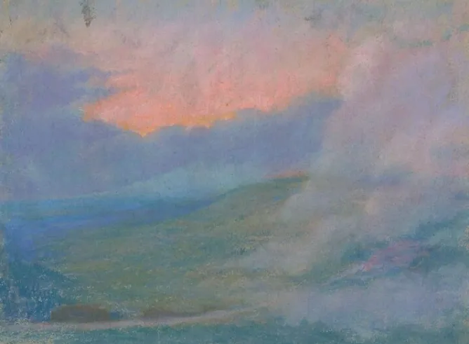 Boutiques de musées Paysage de montagne au soleil couchant avec effets de nuages (toiles sans cadre) Online
