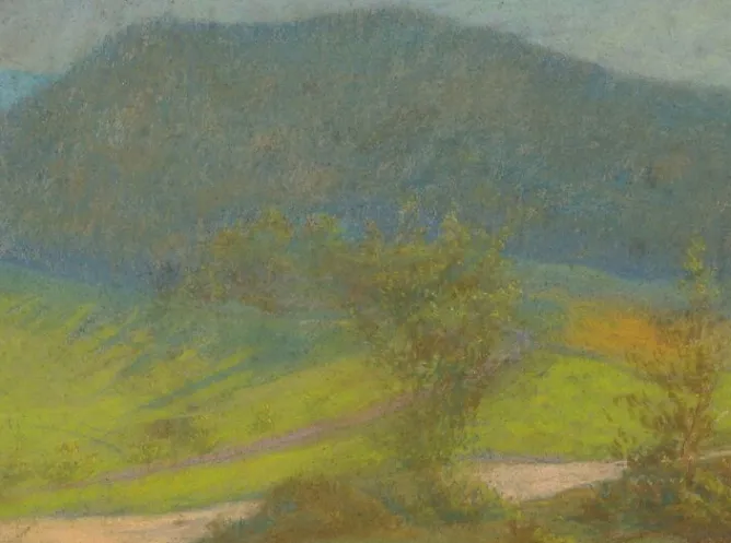 Boutiques de musées Paysage de montagne avec arbres au premier plan (panneaux aluminium)