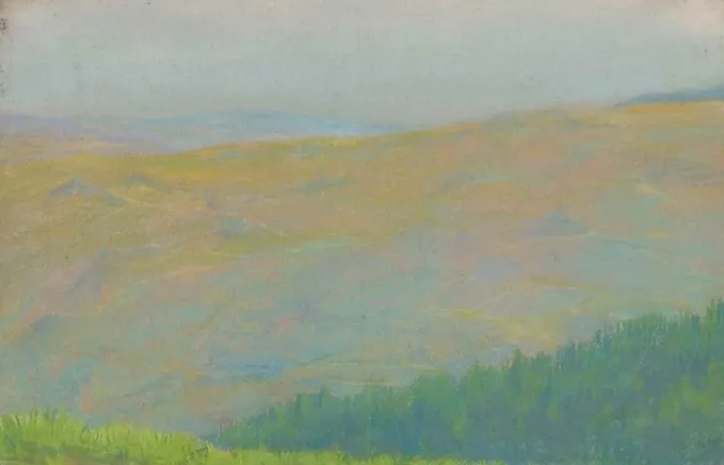 Panneaux Aluminium|Toiles Sur Châssis<Boutiques de musées Paysage de montagne avec forêt de sapins au premier plan (panneaux aluminium)