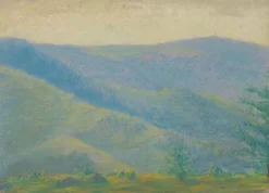 Boutiques de musées Paysage de montagne avec sapins au premier plan (panneaux acryliques) Sale