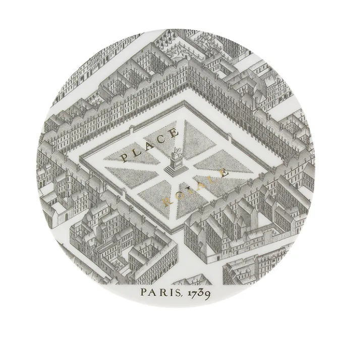 Boutiques de musées Petite assiette "Plan de Turgot" - Or, Porcelaine Discount