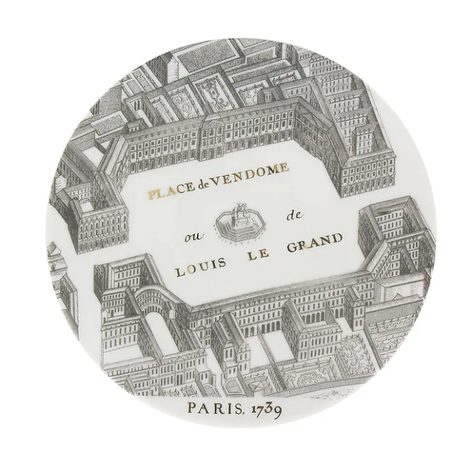 Boutiques de musées Petite assiette "Plan de Turgot" - Or, Porcelaine Discount