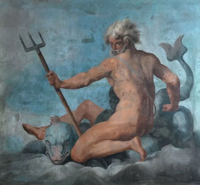 Boutiques de musées Plafond de la Galerie des assiettes : Neptune sur un dauphin (panneaux aluminium) New