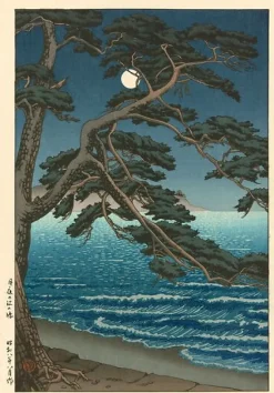 Boutiques de musées Pleine lune sur la plage d'Enoshima (affiches d'art) Outlet