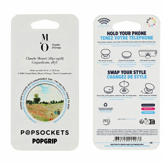 Boutiques de musées Poignée/support pour téléphone Claude Monet - Coquelicots - PopSockets Outlet