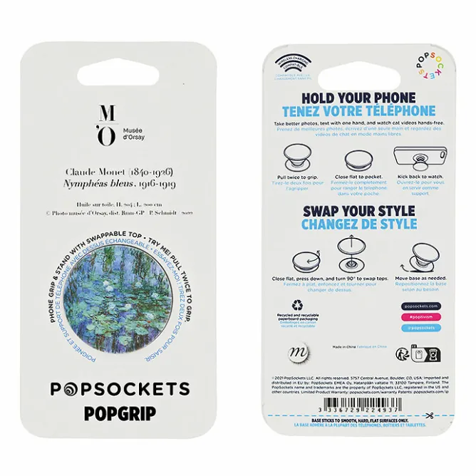 High-Tech<Boutiques de musées Poignée/support pour téléphone Claude Monet - Nymphéas bleus - PopSockets