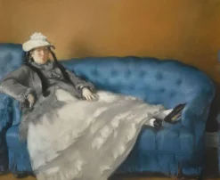 Panneaux Acryliques|Toiles Encadrées<Boutiques de musées Portrait de madame Edouard Manet sur un canapé bleu (panneaux acryliques)