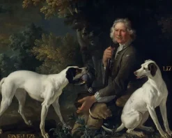 Panneaux Acryliques|Toiles Encadrées<Boutiques de musées Portrait du garde-chasse La Forêt et de Fine-Lise et Lise, deux chiennes de la meute royale (panneaux acryliques)
