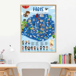 Boutiques de musées Poster pédagogique Paris + 53 stickers - Poppik Hot