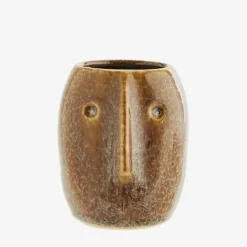 Art De La Maison<Boutiques de musées Pot de fleurs Visage Brun