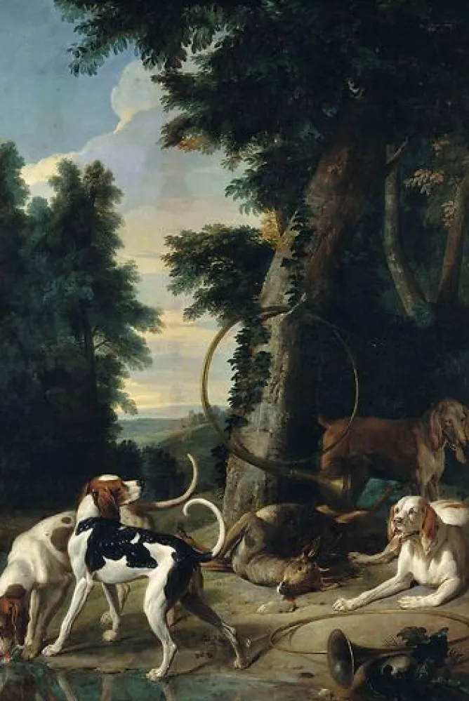 Panneaux Aluminium|Panneaux Acryliques<Boutiques de musées Quatre chiens autour d'un cerf blessé à mort (panneaux aluminium)