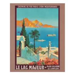 Affiches Et Reproductions<Boutiques de musées Reproduction Julien Lacaze - Le lac majeur par Dijon-Vallorbe, Le Simplon - 24 x 30 cm
