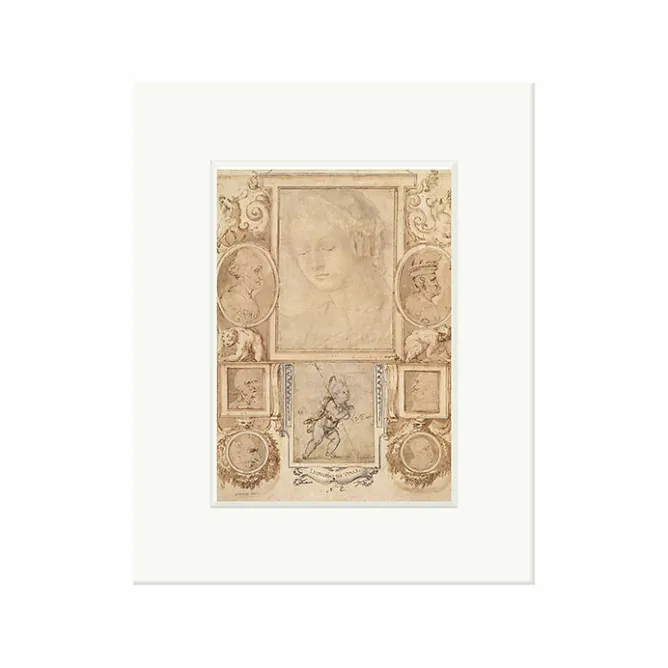 Boutiques de musées Reproduction sous Marie-Louise Léonard de Vinci - Sept études de têtes. Saint Jean Baptiste enfant Hot