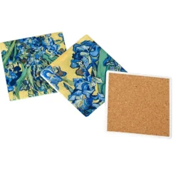 Boutiques de musées Set de 3 dessous de verre en céramique Vincent van Gogh - Les iris - Van Gogh Museum Amsterdam®