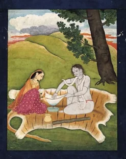 Boutiques de musées Shiva et Parvati préparant le bhang (affiches d'art encadrées) Discount