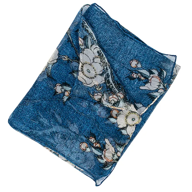 Boutiques de musées Étole Hokusai - Cerisier et bouvreuil - 160 x 32 cm