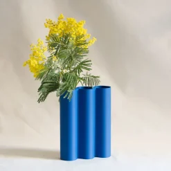 Boutiques de musées Vase Álvaro 3 - Bleu mat - Warren & Laetitia Discount