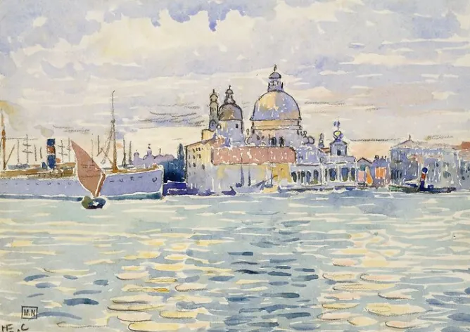 Boutiques de musées Venise, le canal avec des bateaux à voiles et au fond la Salute (toiles encadrées) Sale