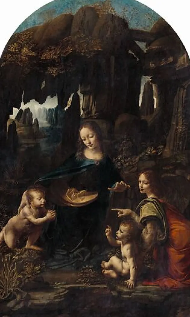 Boutiques de musées Vierge à l'Enfant avec saint Jean Baptiste et un ange, dite La Vierge aux rochers (toiles encadrées) Hot