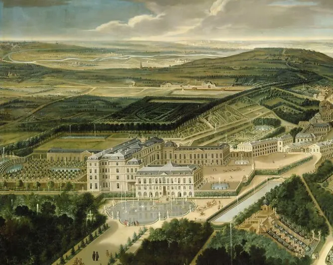 Boutiques de musées Vue cavalière du château, jardins bas et de la ville de Saint-Cloud (panneaux aluminium) Discount