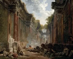 Toiles Sans Cadre|Affiches D'Art Encadrées<Boutiques de musées Vue imaginaire de la Grande Galerie du Louvre en ruines (toiles sans cadre)